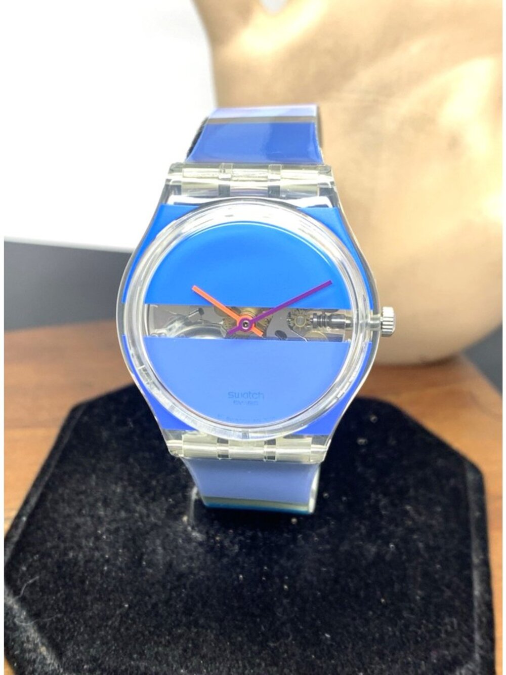 Swatch Unisex Watch GK376 Painted Time Blue Dial Swiss Quartz Vintage 2001 34mm